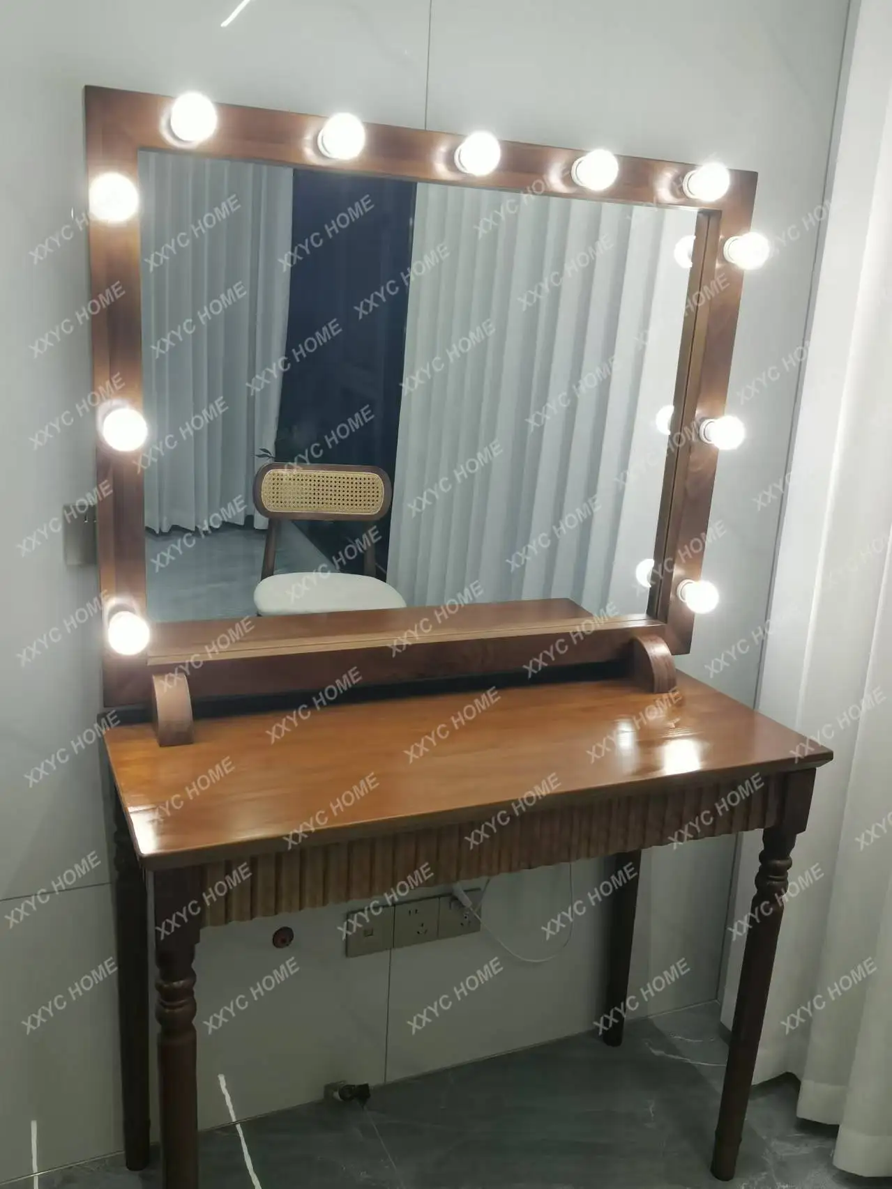 X-S Studio wedding photography shop Chinese solid wood dressing table professional with lamp HG