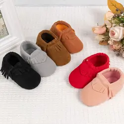 KIDSUN Fashion Baby Shoes Newborn Boy Girl Suedu Cotton Sofe Sole Casual Fringe Shoes First Walkers Princess Wedding Dress Shoes