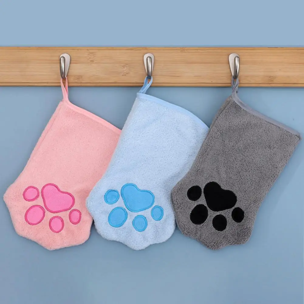 Soft Quick Drying Pet Bath Towel Mitten Cute Paw Pet Towel Ultra Absorbent Microfiber Dog Grooming Towel Glove for Dogs Cats