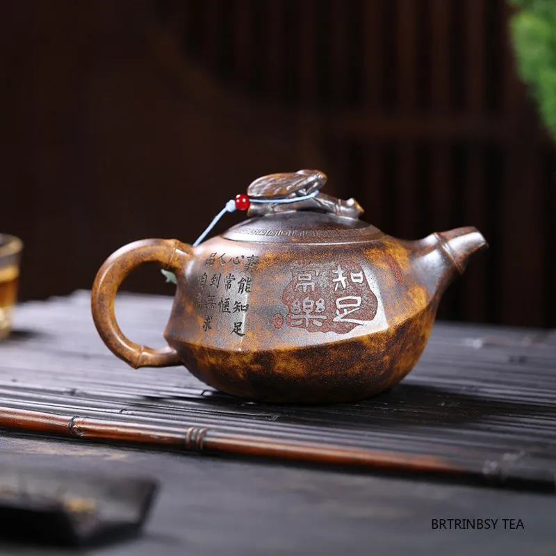 Creative Chinese Yixing Purple Clay Teapot Handmade bamboo leaf Tea Pot Household Beauty Tea Infuser Kettle Zisha Tea Set 290ml