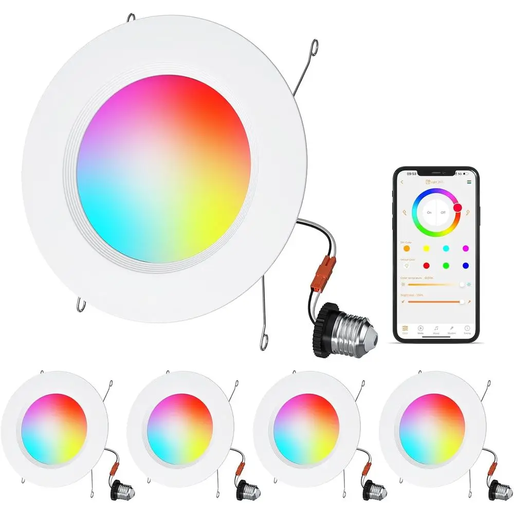 

Smart Reced Lighting, 5/6 inch, Compatible with Alexa, Smart LED Downlight, ‎13W 1050LM Led Lights, Smart Can Lights Multicolor