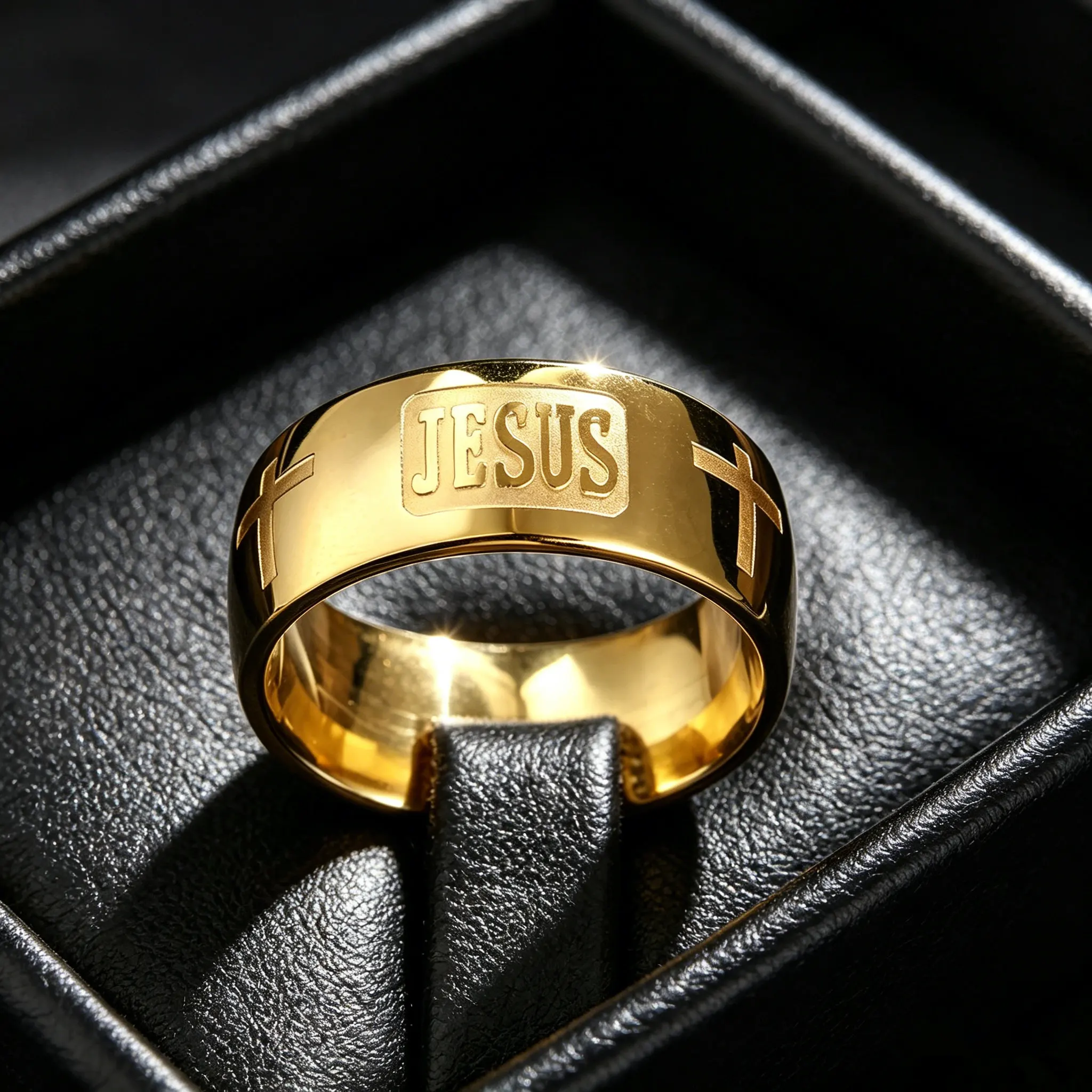 Anello Bibbia con croce cristiana in acciaio al titanio inglese per uomo e donna Anello personalizzato Anello personalizzato Anello inciso