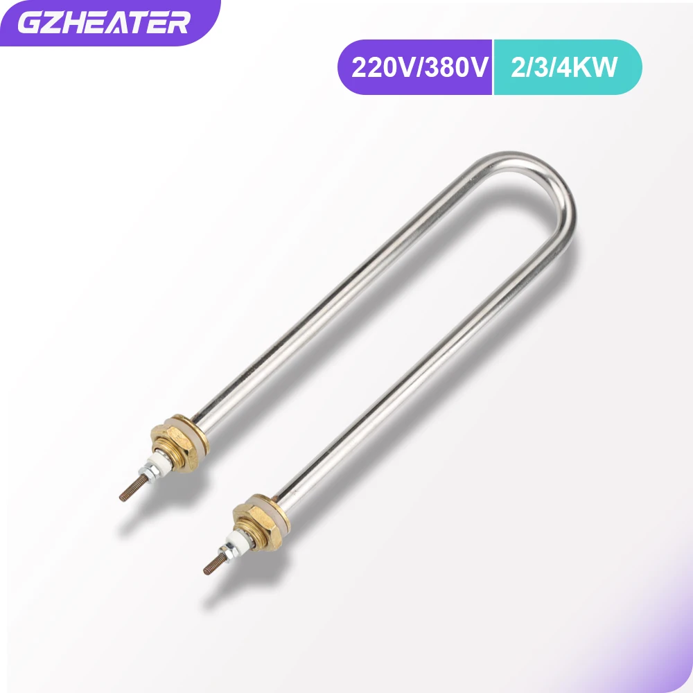 

220V/380V U Type M16 Copper Thread Electric Heat Tube 2/3/4KW Single U-shape Water Heater Tubular Element Cartridge Heater Pipe