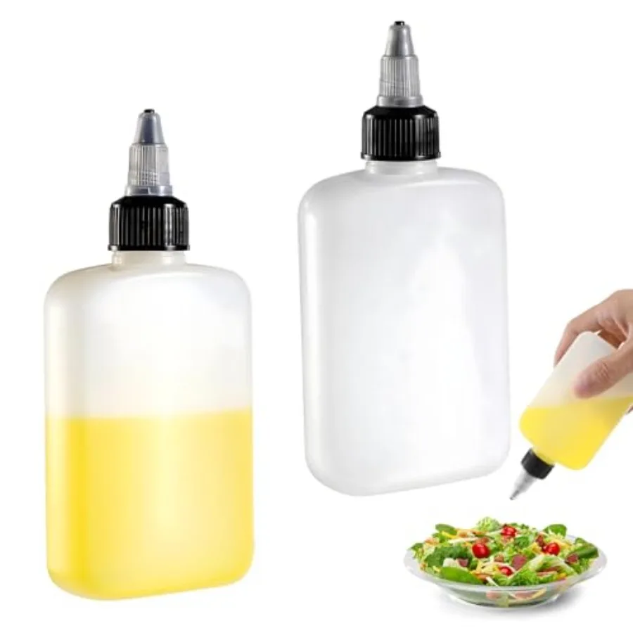 Oil Dispenser Bottle for Camping and Cooking, 4oz Squeeze Condiment Bottle, 2 Pack, High Density Polyethylene, 118.29ml, Reusab