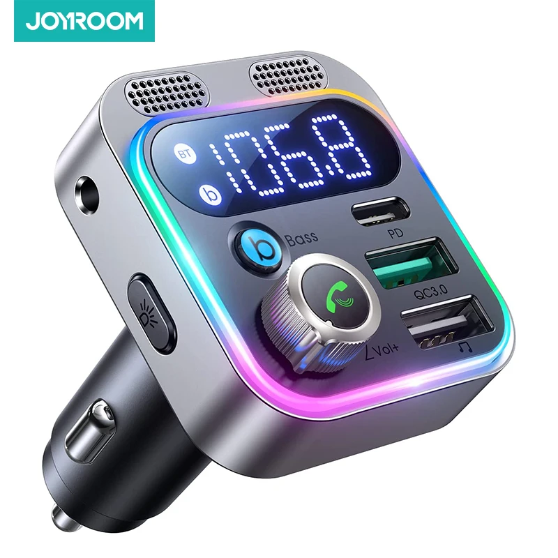 

Joyroom New 48W Bluetooth Car Adapte Dual Mics HiFi Sound Bluetooth 5.3 FM Transmitter for Car Hands-Freer Bluetooth Receiver