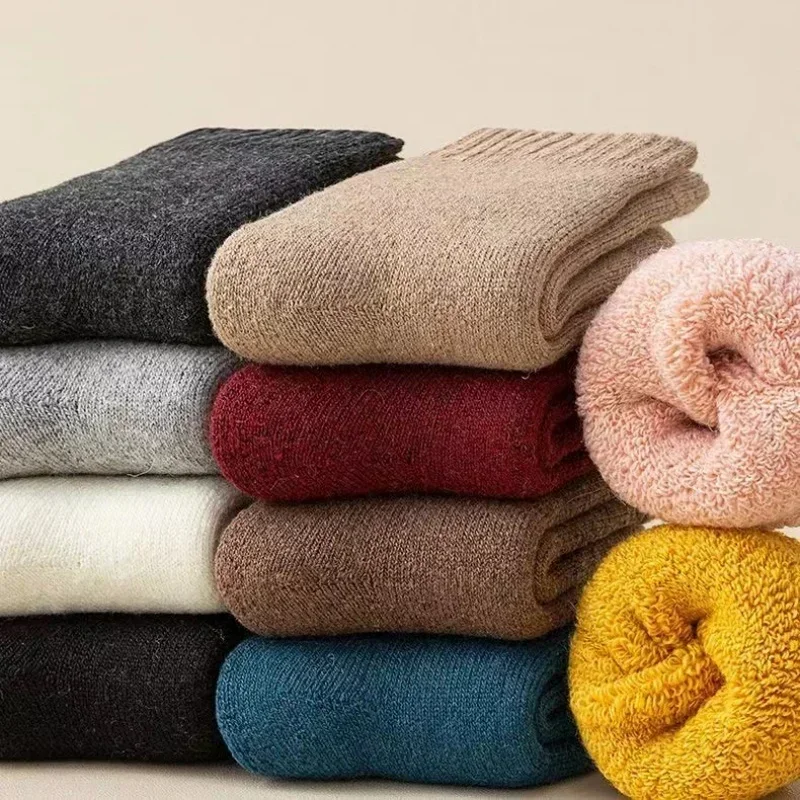 

Шерстяные теплые детские носки для мальчиков и девочек, однотонные, простые, модные, теплые меховые шерстяные носки для детей, осенне-зимние теплые меховые носки