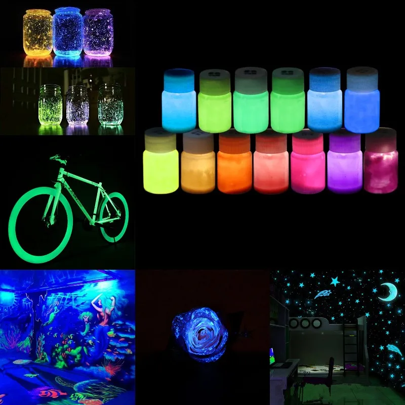 13color acrylic paint glows in the luminous fluorescent paint, DIY party nail decoration art supplies fluorescent pigments, glow