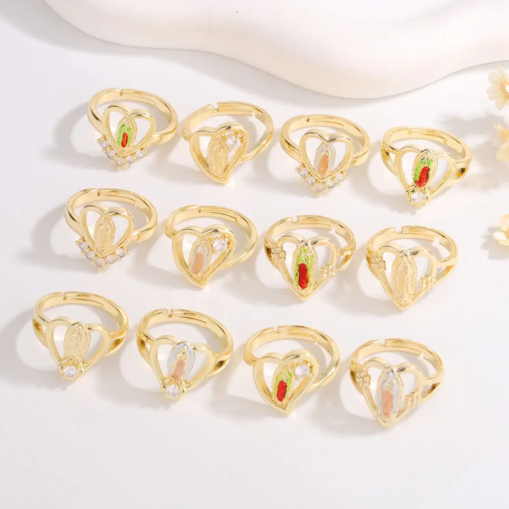 

Ruixi Fashion New Religious Catholic Virgin Mary Personality Three-color Opening Adjustable Ring Suitable for Party Gifts