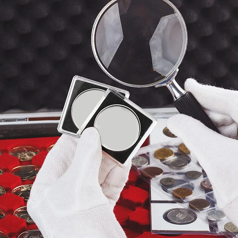 حامل عملة فضي كامل ، 2 × 2 نصف حامل عملة ، كبسولة بلاستيكية ، 20 روض