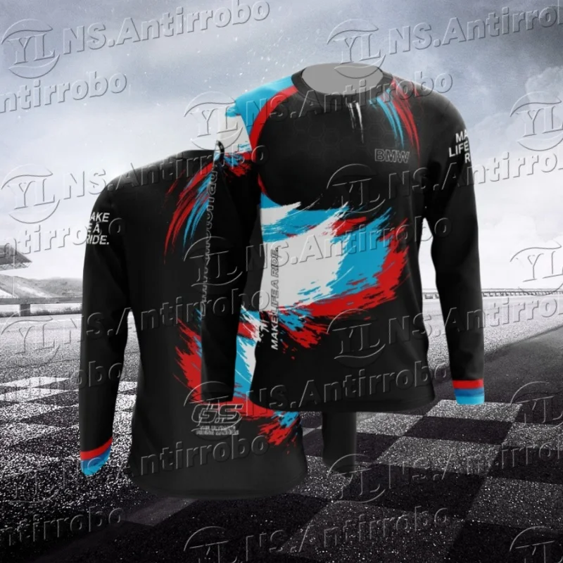 

25 Summer BMW Motorcycle Riding Long sleeve Shirt Breathable Fast Drying Fashionable Men's Top Boutique Long Sleeved T-shirt