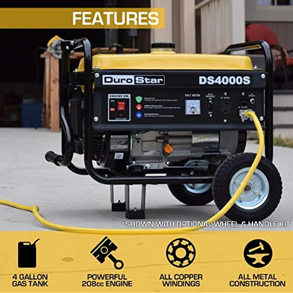 Portable Gasoline Generator 4000W Peak 3300W Running Power Panel Low Oil Shutoff 120V Outlets Twist Lock EPA/CARB Compliant