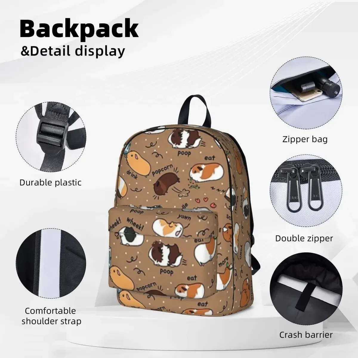 Guinea Pig Daily To-Do List Backpack Fashion Student School Bag Laptop Rucksack Travel Rucksack Large Capacity Bookbag