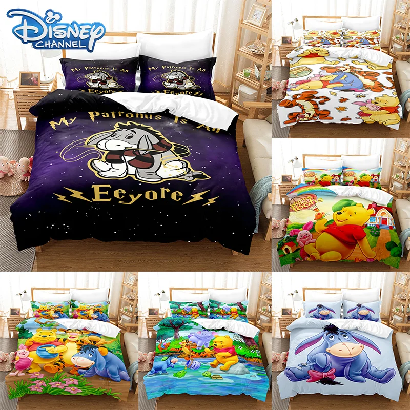 Disney Eeyore Bedding Set Quilt Cover Cartoon Pooh Bear Cosplay Pillowcase Bed Spead Bedroom Duvet Cover Bedding Suit Kids Gift