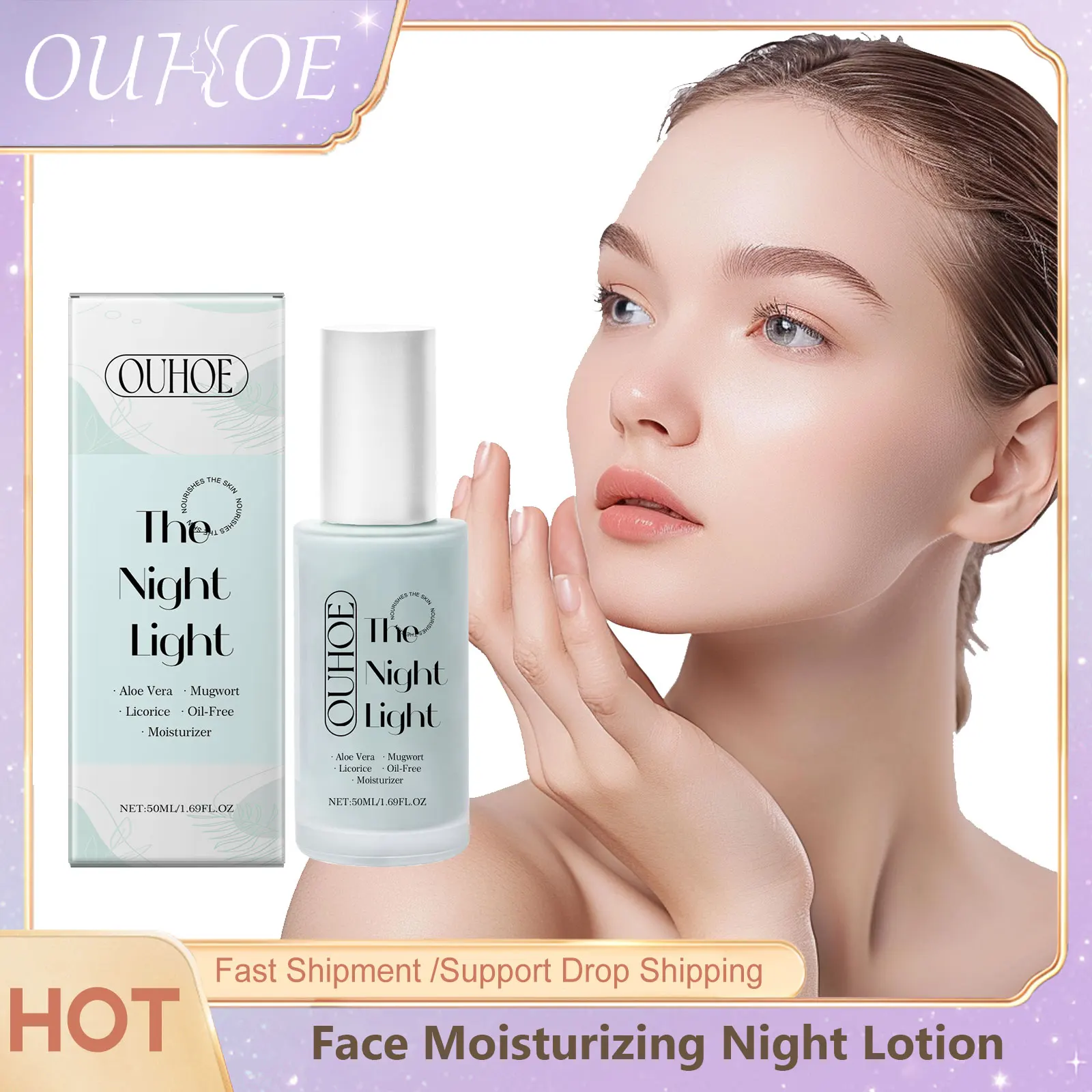 

Facial Moisturizing Lotion Hyaluronic Acid Night Nourish Hydrate Smooth Face Fine Lines Brighten Tender Skin Regenerating Cream