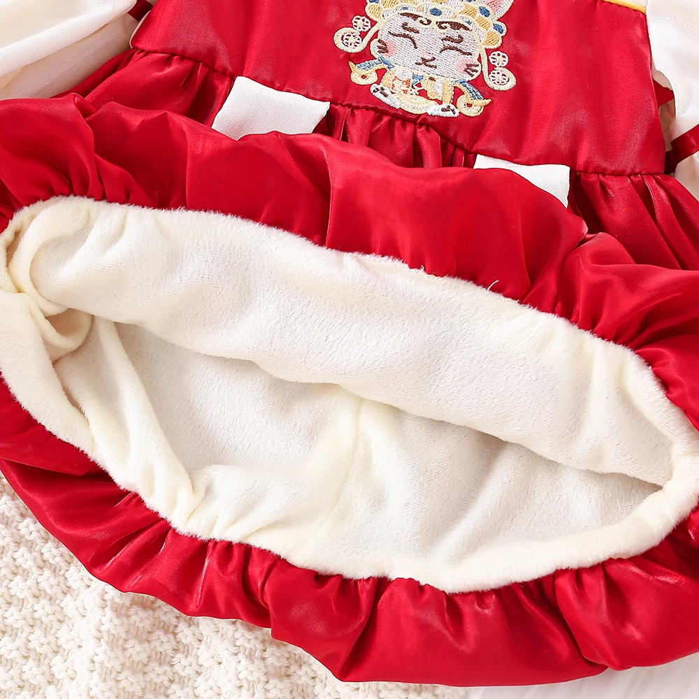 Baby Clothes Autumn and Winter Princess Girl Grasping Week Dress Baby New Year Dress Winter Dress