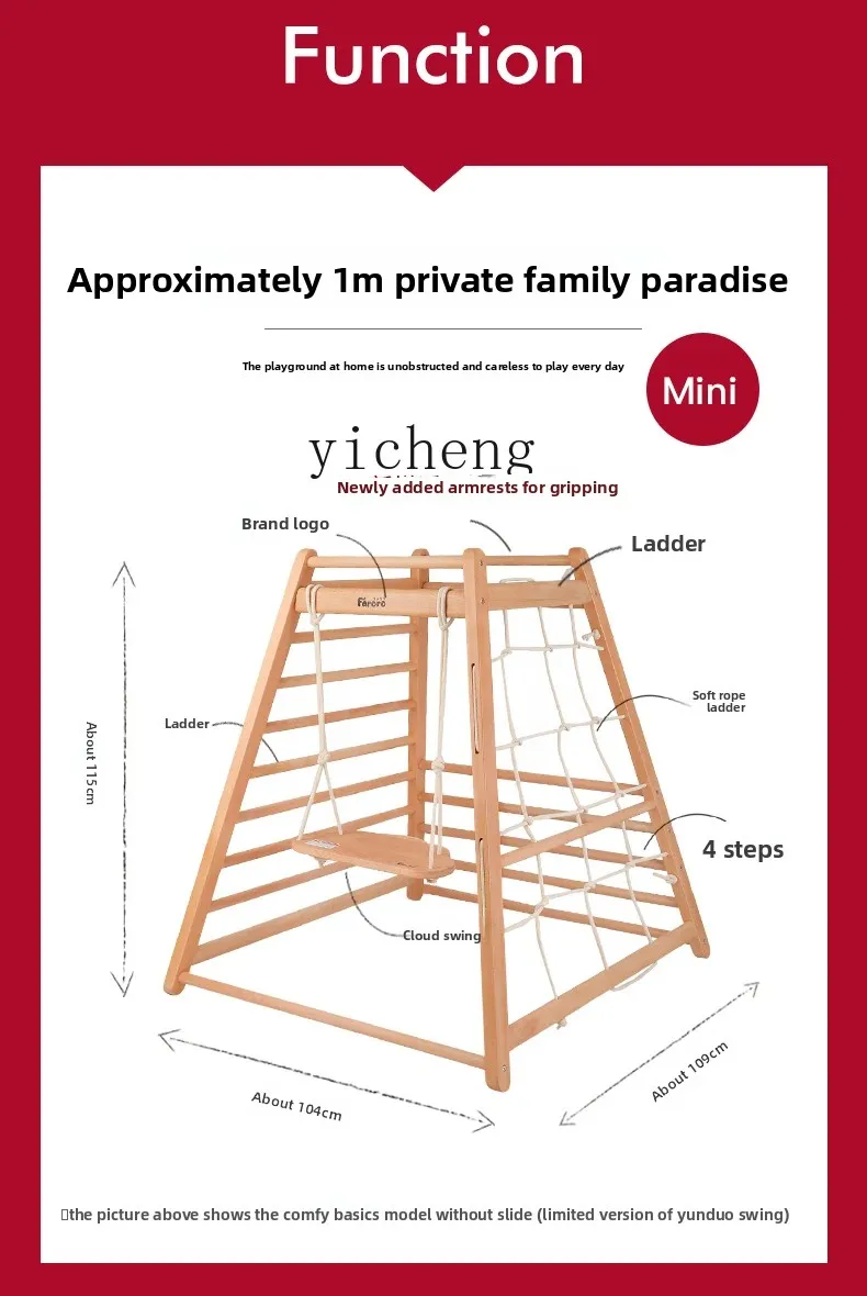 Tqh Mini Klein Massief Houten Klimrek Kinderen Indoor Klimmen Baby Home Slide Swing Combinatie