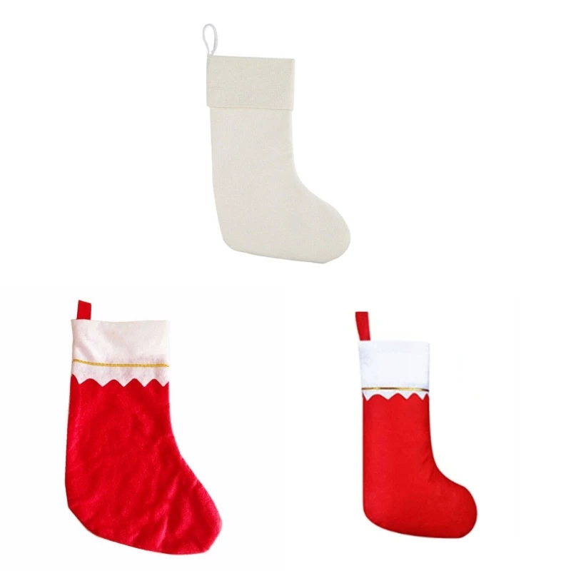 

Christmas Stockings Santa Sock Gift Kids Candy Bag Pocket Christmas Tree Hanging Ornament 2024 New Year Party Decoration