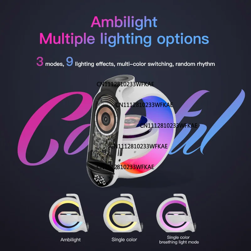 Wireless bluetooth speaker small a ambient light multi-function charging clock alarm clock Karaoke treasure 5.3 audio portable