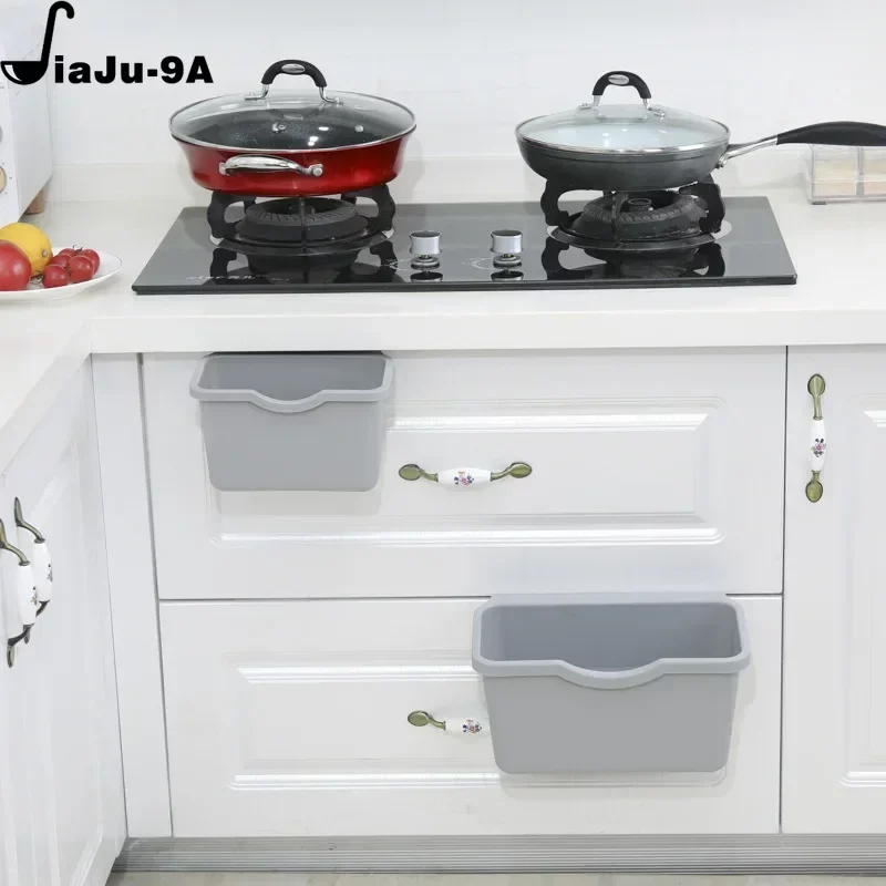 Small Plastic Basket Hanging Trash Can Waste Bin Garbage Can Storage Box Trash Storage Desktop Kitchen Holder Cabinet Door