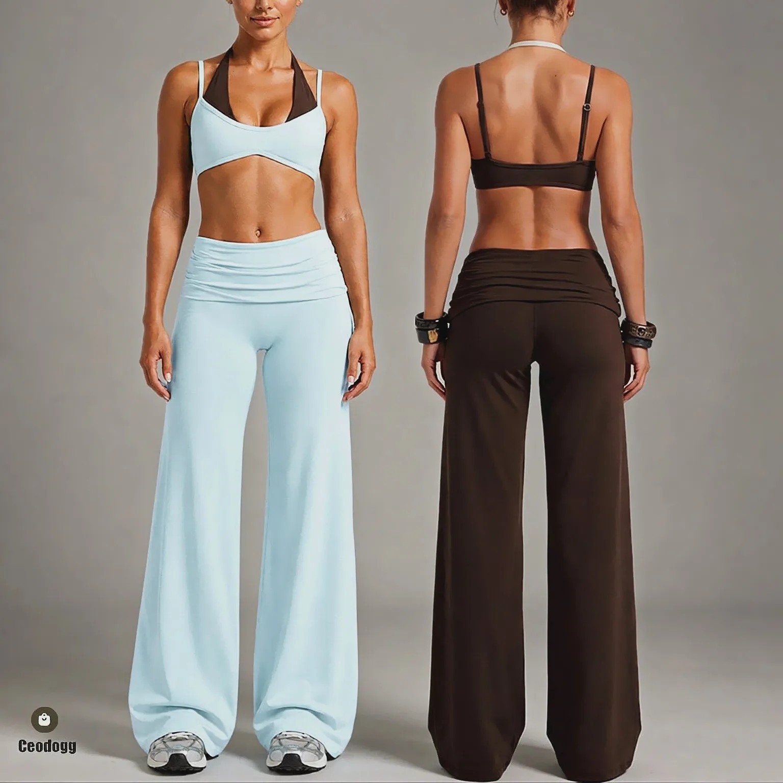 Fake Two Piece Pad Halter Sports Yoga Bra Women Built  Shelf Bra Adjustable Strap Cami Gym Workout Tank Top XP117