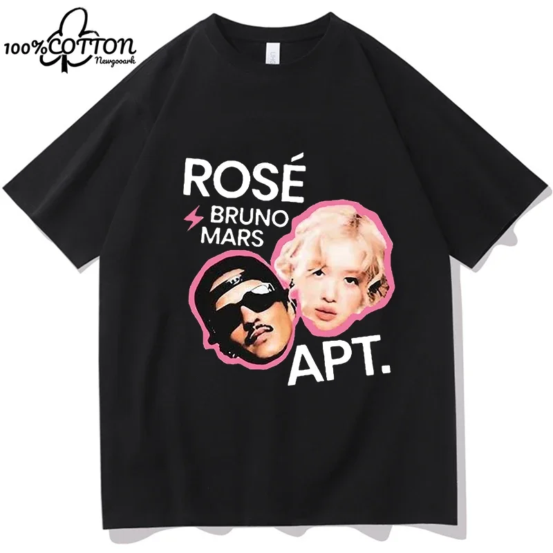 ROSE Bruno Mars APT T-Shirts Tour Logo Merch Women Men Fashion Casual Short Sleeve Summer Pure Cotton Unisex Tshirts Streetwear