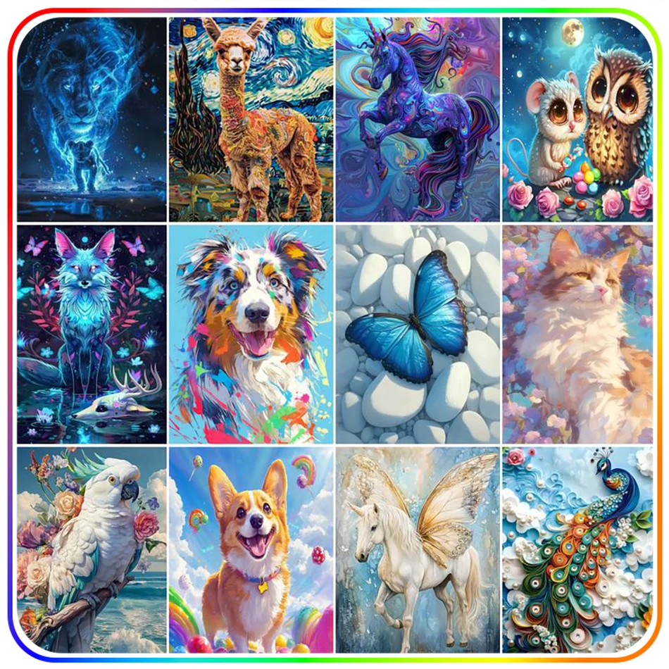 

SDOYUNO Diamond Painting Tools And Accessories Animals Arts Crafts Cross Stitch Kits Stitch Full Square Round Drill Decorative