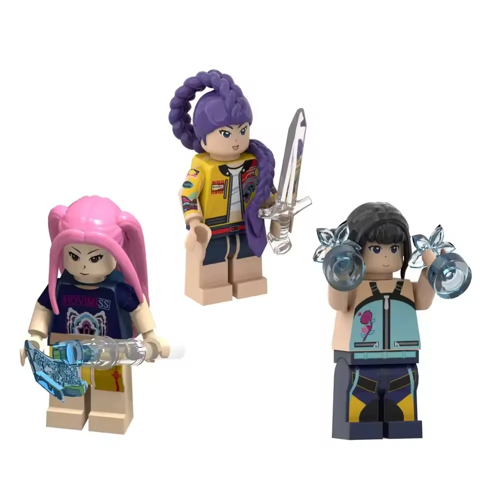 Nouveau 8 pièces K-POP chasseurs de démons blocs de construction mignon Mini figurine tête assemblage jouets éducatifs pour enfants cadeau de noël