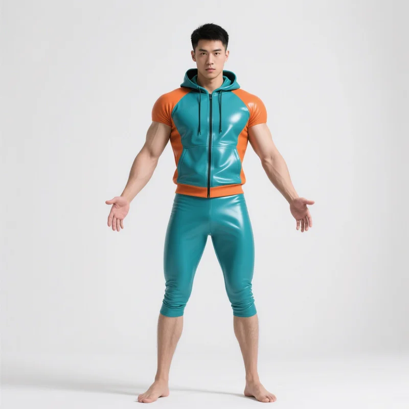 

Latex Maske Rubber Unisex Sports uniform set: jacket and pants Handsome Headgear Size XS-XXL
