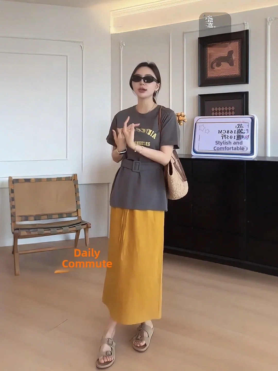 Утягивающая льняная юбка миди большого размера, свободная посадка, модная повседневная универсальная цельная летняя юбка с эластичной резинкой на талии