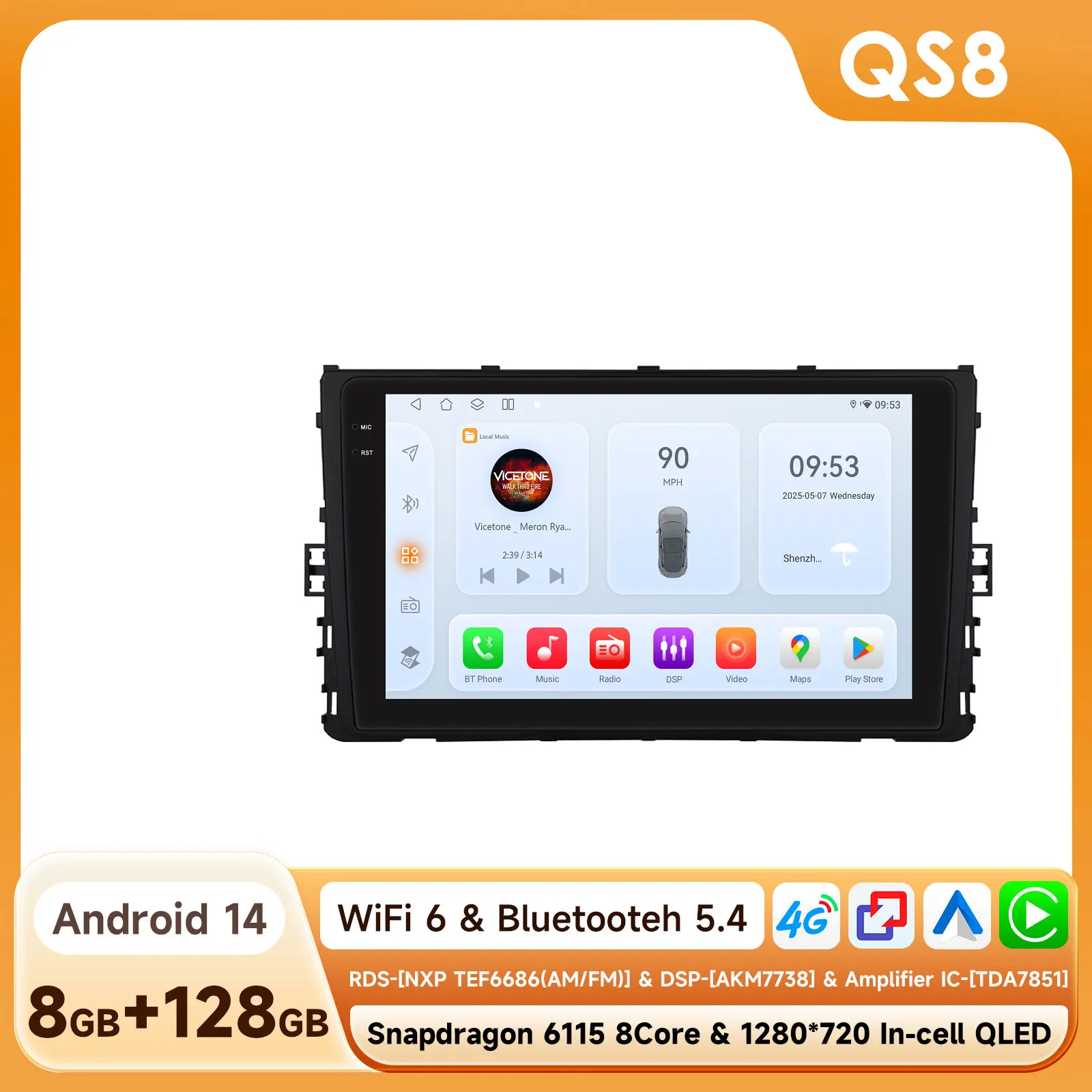 Hizpo Android Auto Radio Voor Vw Volkswagen Mqb Polo Plus/T-Cross/Zoals T-Kruis T-Kruis/T- Roc Carplay 4G Auto Multimedia Gps Navigatie