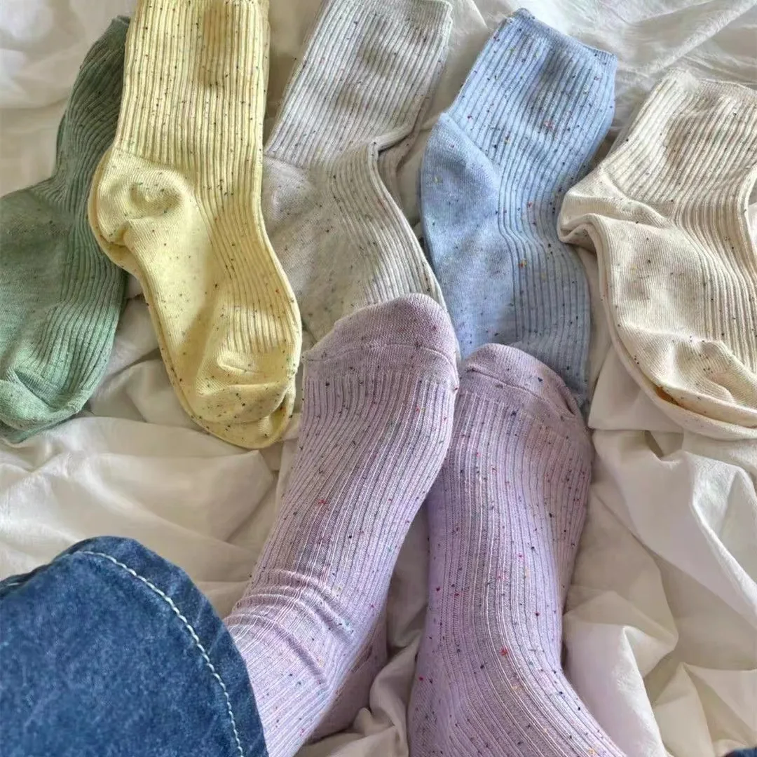 Pairs of Mixed Gentle Cream Casual Striped Mid Calf Socks