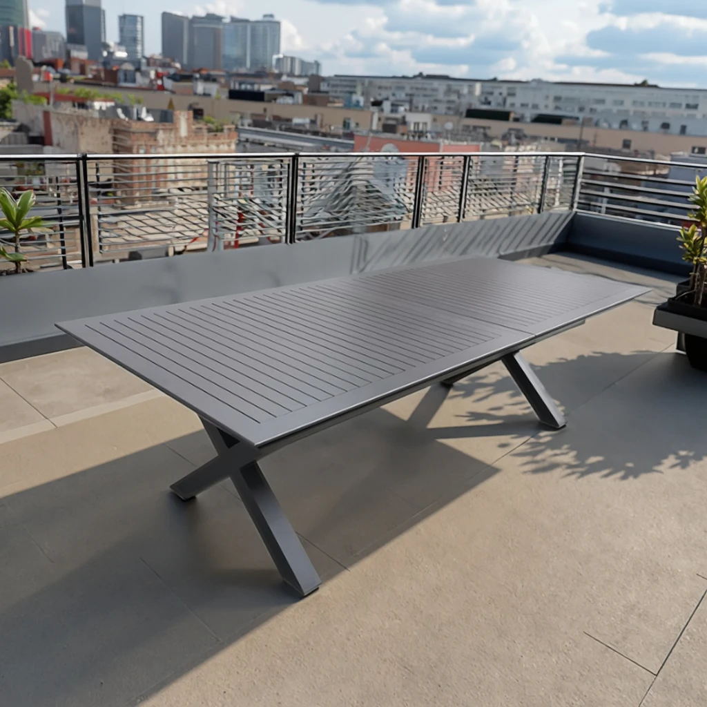 

Современный скандинавский водонепроницаемый раздвижной обеденный стол для сада на 8-10 человек, алюминиевый, для улицы