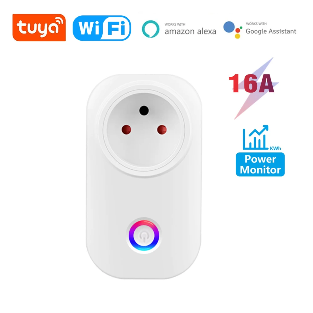 

Tuya WiFi Smart Life Israel Plug Socket Power Outlet With Power Monitor App Timing Voice Control Works With Alexa Google Home