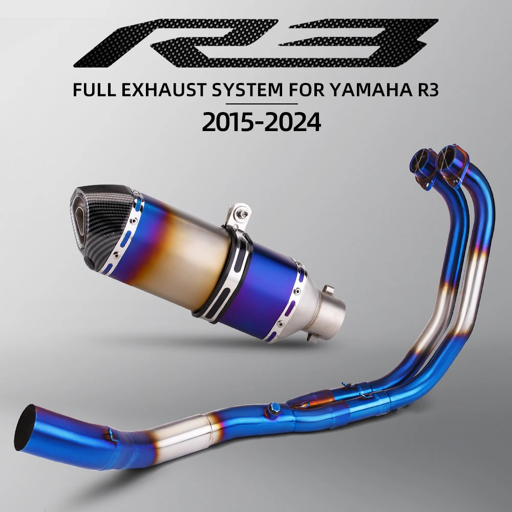 

Для YAMAHA R3 2015-2024 полная выхлопная система мотоцикла, передняя трубка, звено трубы, глушитель 370 мм