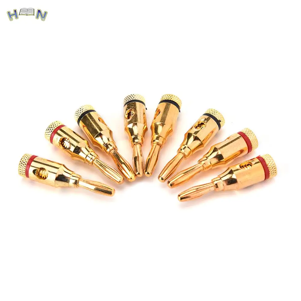 JETTING Wholesale Price 8pcs 24k Gold Plated Musical Speaker Cable Wire Pin Banana Plug Connector Drop Shipping