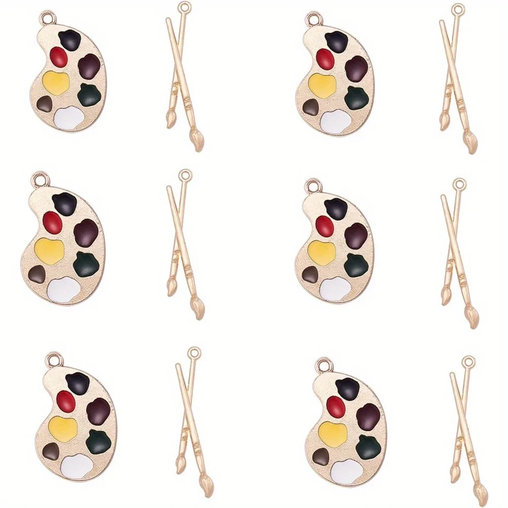 

1/3/6 компл. цветная палитра эмали из сплава и кулон в форме кисти для изготовления браслетов, ожерелий, брелоков, подвесок, поделок