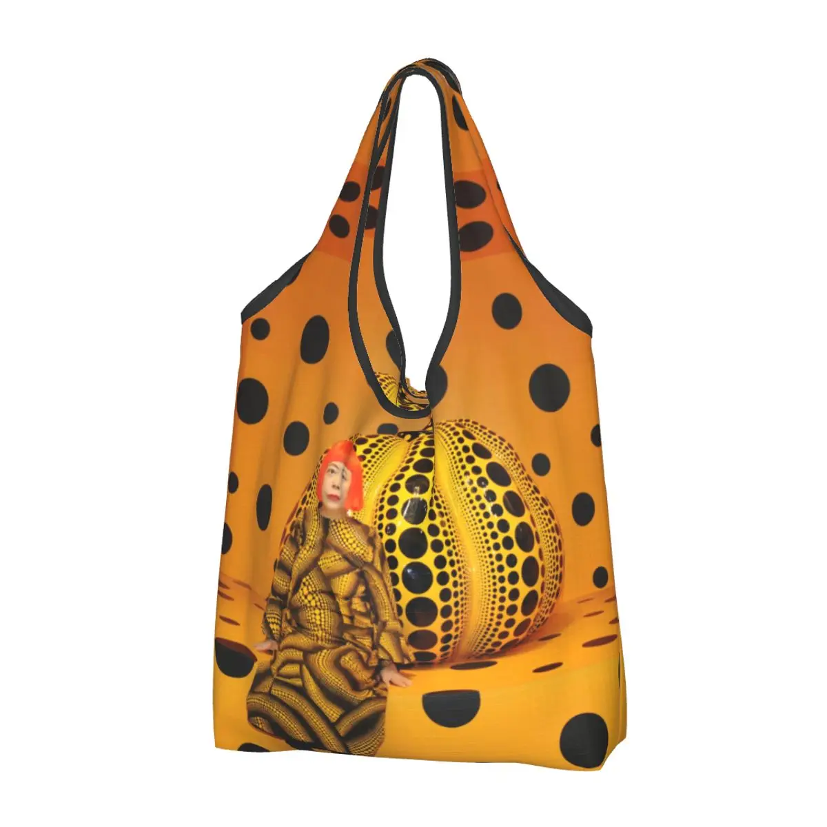 

Yayoi Kusama продуктовая сумка для покупок в виде тыквы, милая сумка-шоппер, сумка через плечо, вместительная Портативная сумка в горошек
