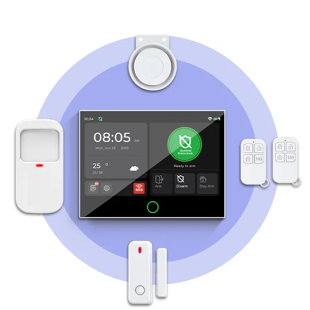 2026new 2025 Smart Home Alarm System Set G74 Protection Tuya 7-inch IPS Display Screen PIR Door Sensor Remote Control Wifi 4G Ne