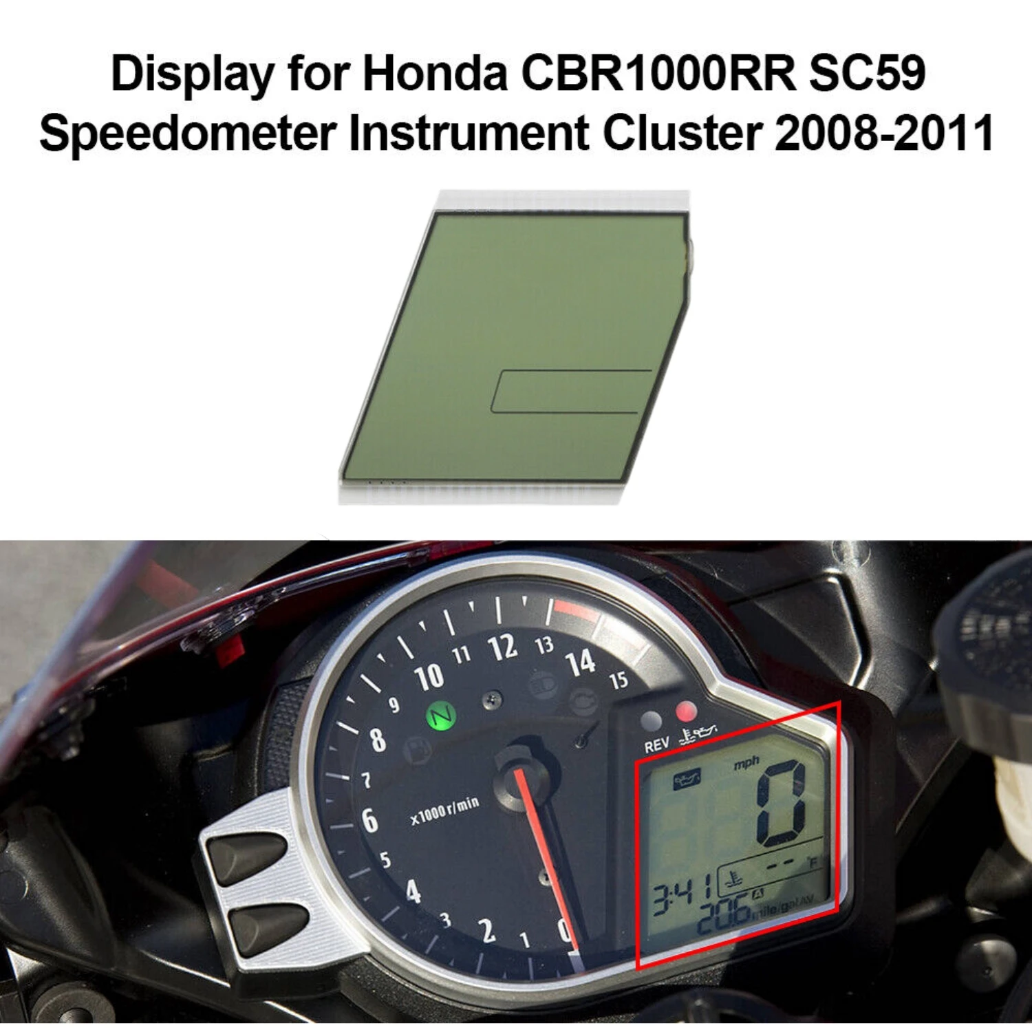 1pc Motorcycle LCD Display for Honda BR1000RR SC59 2008-2011 Speedometer Instrument Cluster