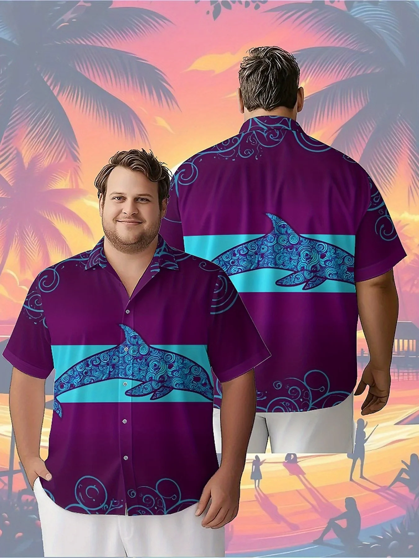 

Men's Plus Size Hawaiian Shirts Ocean Elf Pattern, Unisex Aloha Shirts,New in Summer Tops Tee,streetwear