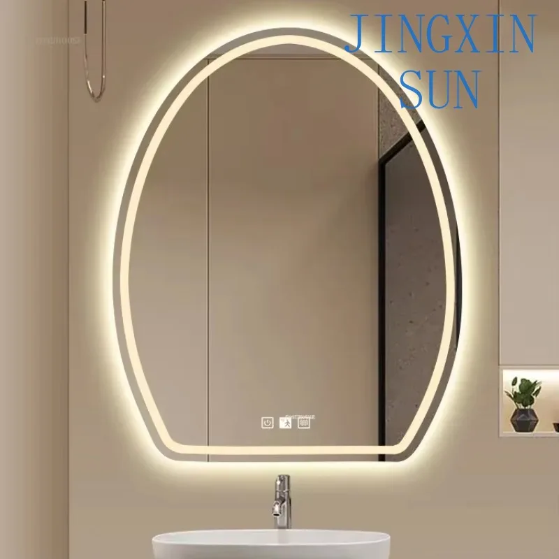 EuropeanOval Bath Mirrors with Light Led Makeup r Wall Hanging Smart Anti-fog Bathroom Creative Decorative