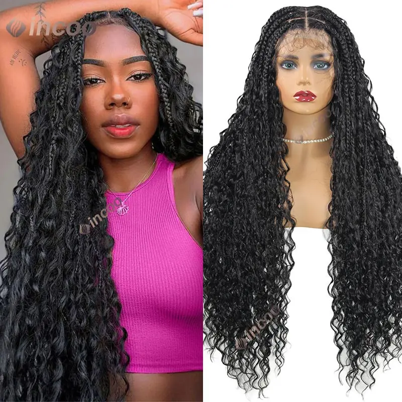 

Synthetic Bob Box Braided Wigs For Black Women African 32 Inch Bohemian Braids Wig Long Boho Braiding Hair Wigs Extensions Hair