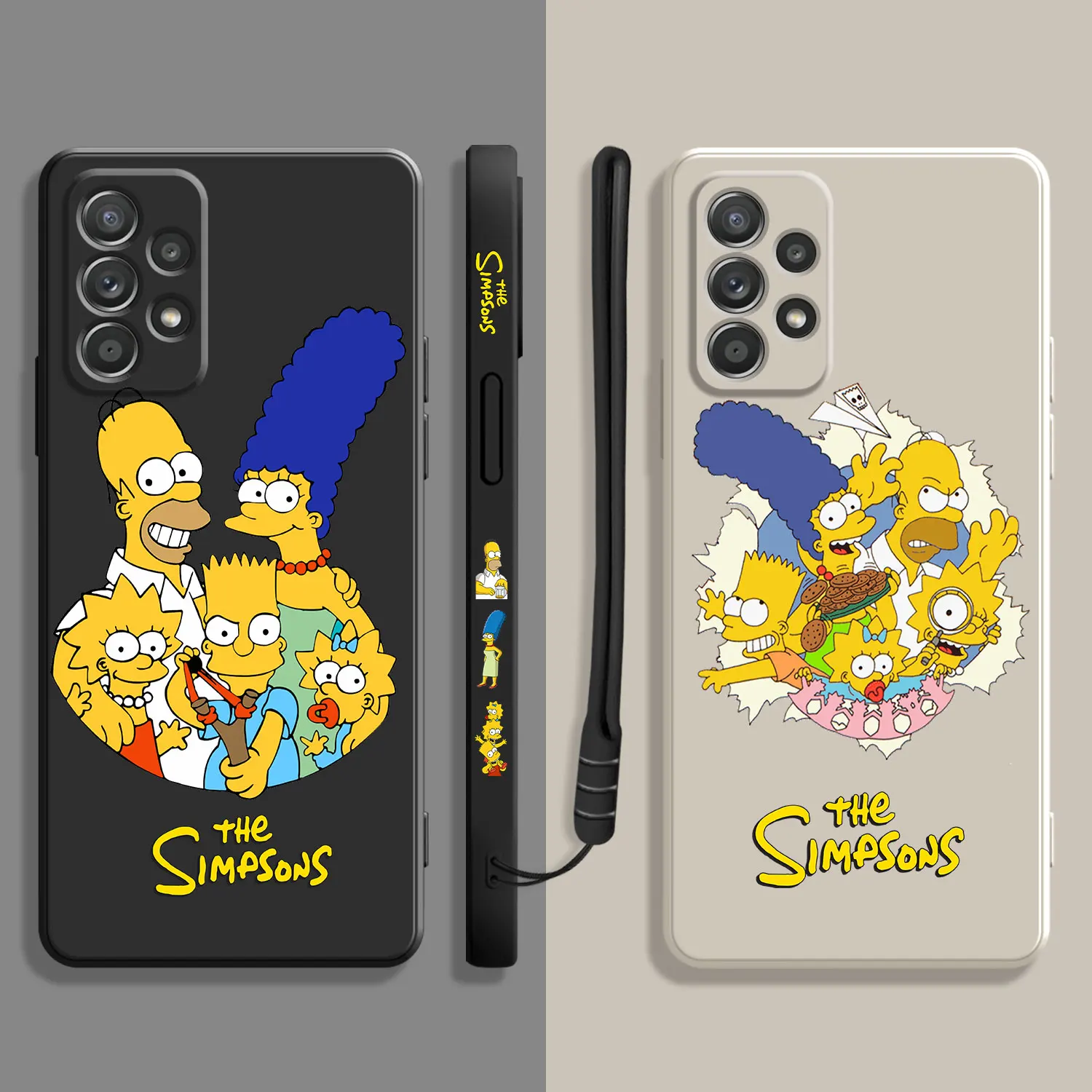 Liquid Case For Samsung Galaxy A73 A71 A72 A12 A21s A22 A23 A31 A32 A51 A52 A52s A53 A02s The Simpsons Family Happy Group Photo