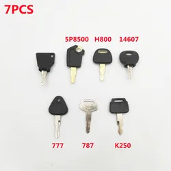 7PC Ignition Keys Excavator Construction Machinery Key Kit 14607 5P8500 K250 H800 For JCB For Volvo Tractor