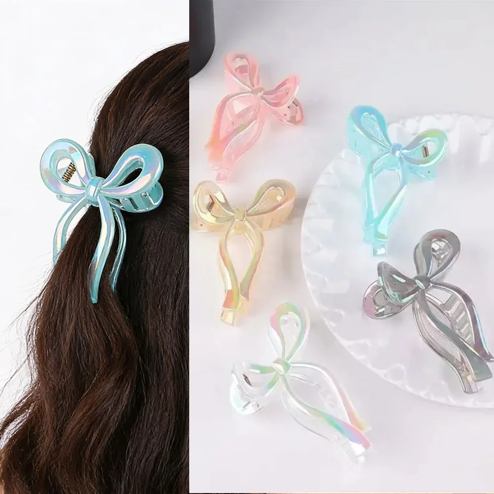 

Jelly Color Bow Hair Claw Clips, Strong Hold Nonslip Hair Barrettes for Women Girls, Cute Disc Hair Styling Accessories