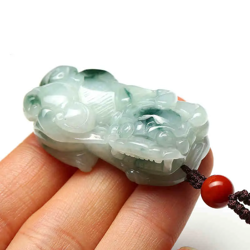 

Myanmar Pixiu with Flower Pattern, Jadeite Pendant