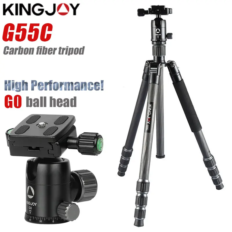 KINGJOY G55C Professional Carbon Fiber Tripod for Digital Camera Tripode Suitable for travel Top Quality Camera Stand 155cm Max