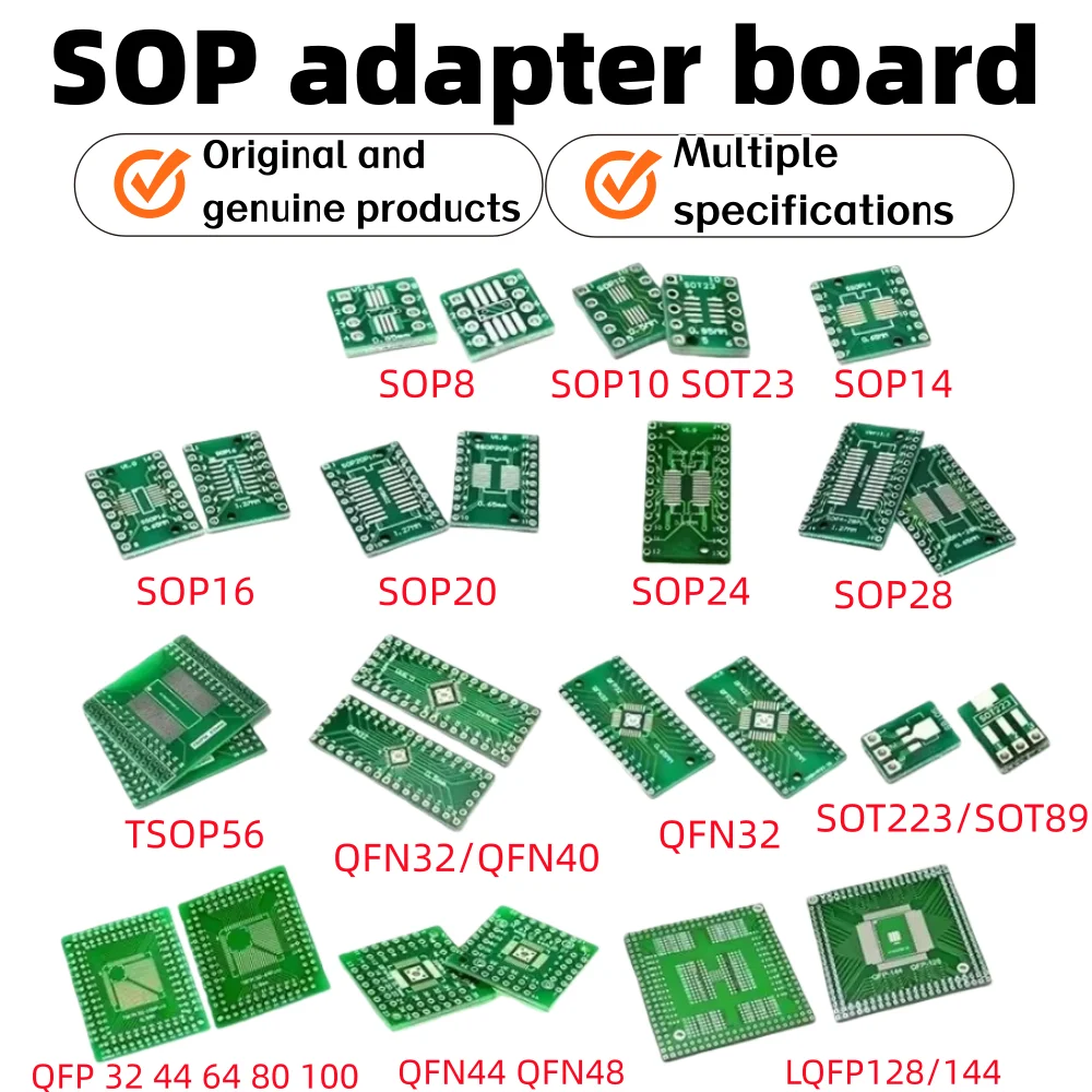 PCB Kit SOP8 SSOP10 SOP14 SOP16 20 24 28 56 DIP/SMD to DIP IC Adapter Socket SOIC TSSOP Board Adapter Board 0.65mm 1.27mm