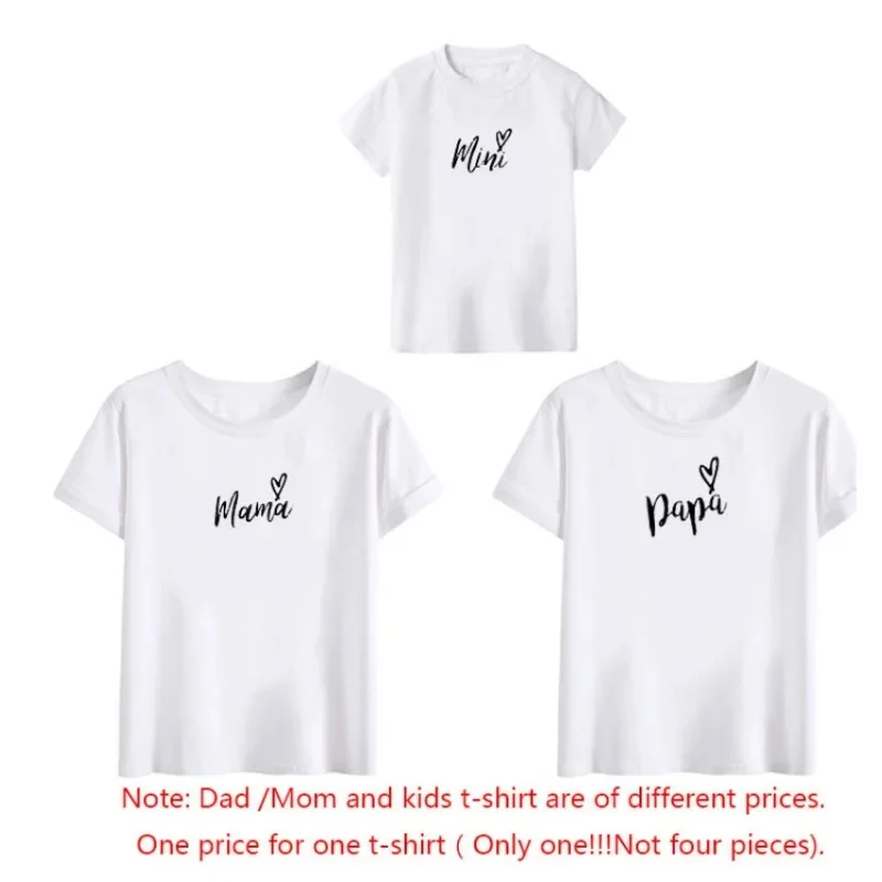 2023New Arrival Papa Mama Baby Pizza Funny Family Look T Shirt for Mommy and Me Matching Outfits Father Son Balck Match Clothes