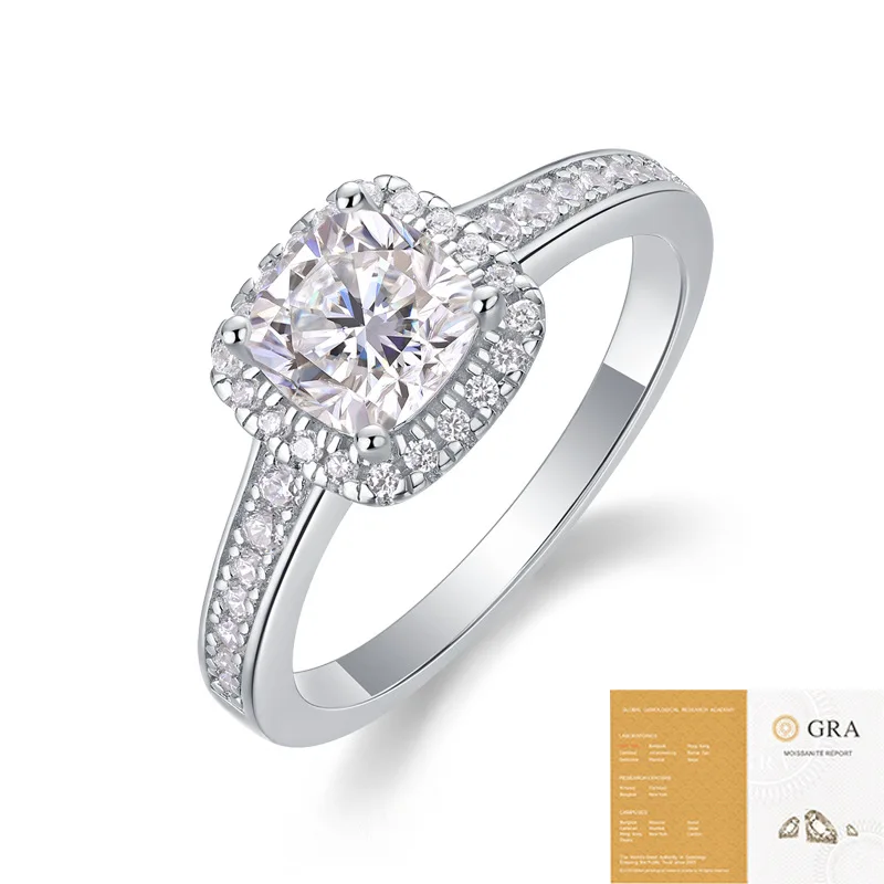JEWLARA European and American Fashion Ring S925 Silver Ring, Moissanite Light Luxury High-end Women's Ring Does Not Fade